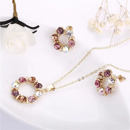 3pcs Gold Necklace Earrings Set Ladies Celebrity Simple Fashion Style by edenista