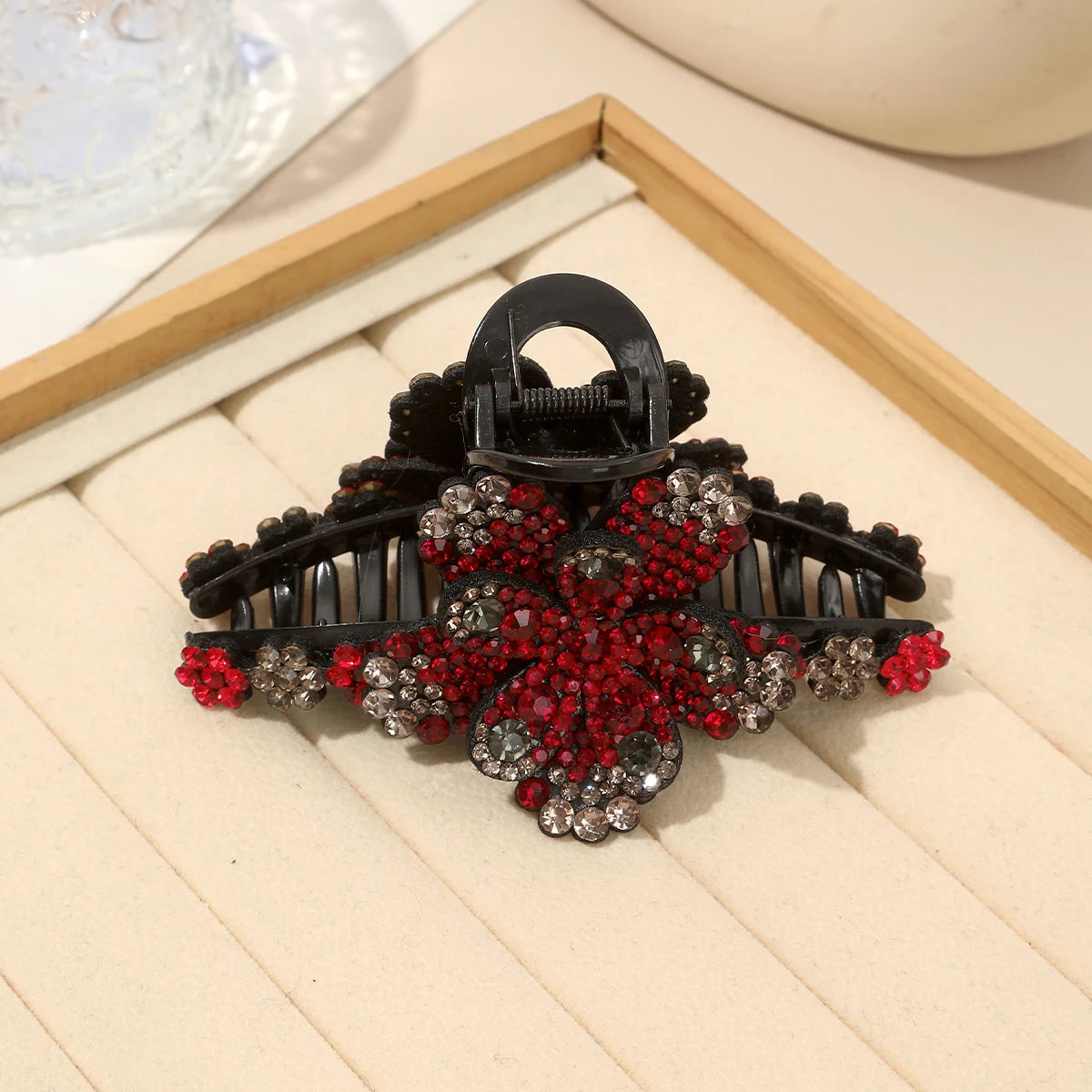 Flower Rhinestone Hair Claw Clips – Fashion Hairgrip Barrettes for Women & Girls