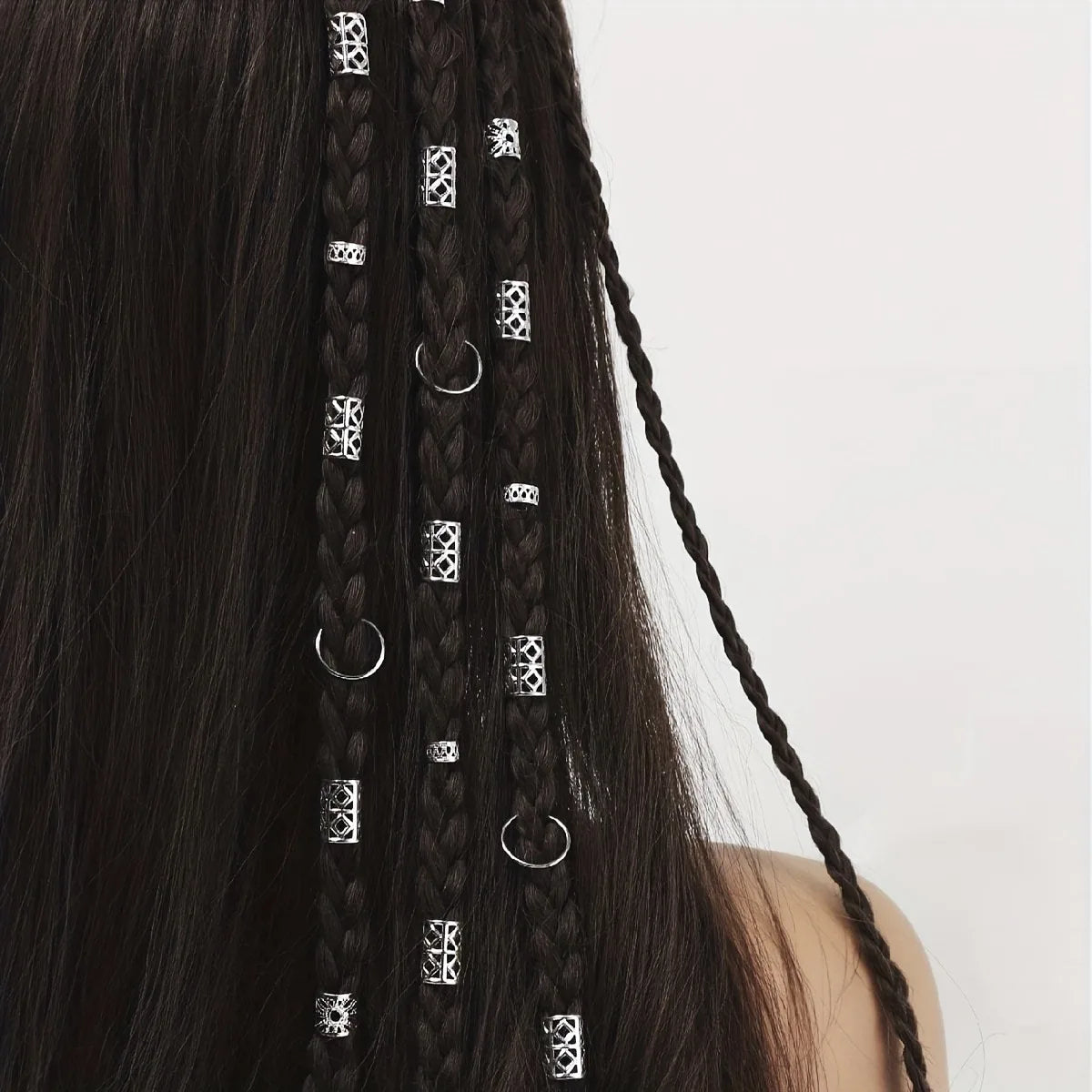 80-Piece Hollow Out Alloy Dreadlock Hair Rings – Metal Cuffs for Braids & Loc Hair