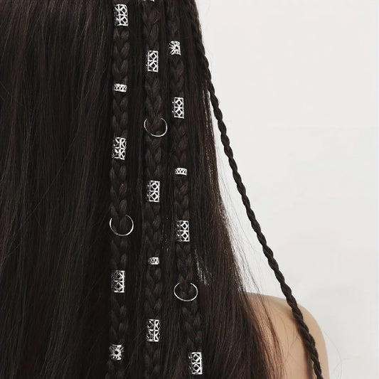 80-Piece Hollow Out Alloy Dreadlock Hair Rings – Metal Cuffs for Braids & Loc Hair
