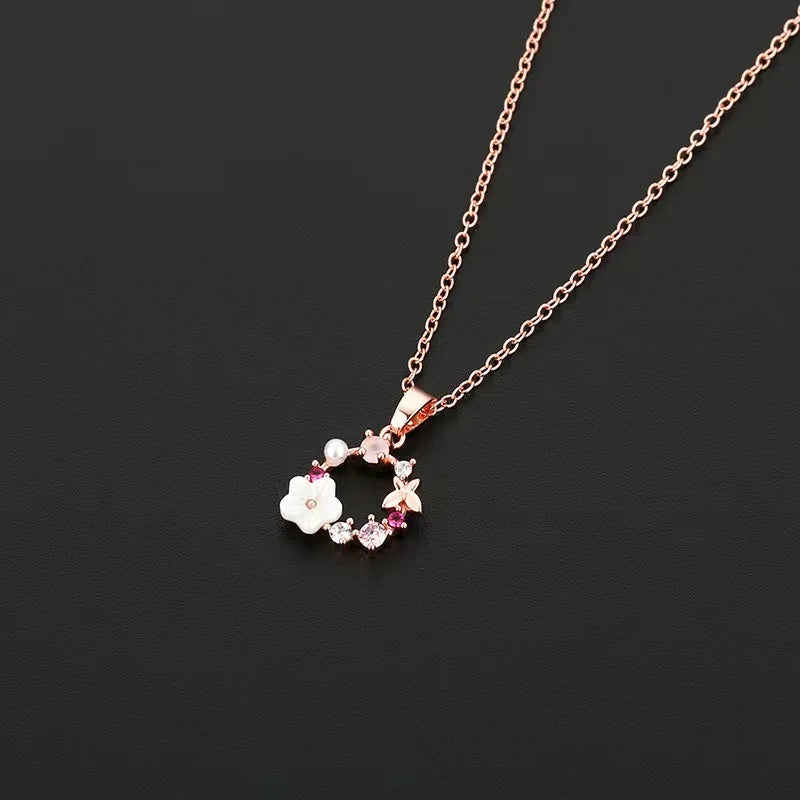 4 Pieces Rose Gold-color Lady Flower Fashion Accessories by edenista