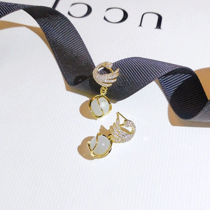 Swan Eye Stone Stud Earrings for Women – Fashion
