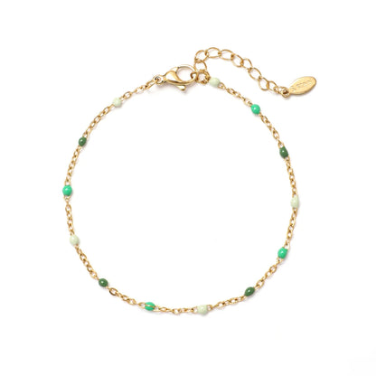 Colourful Thin Link Chain Stainless Steel Bracelet for Women