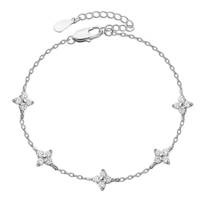 Crystal Four Leaf Flower Bracelet for Women Classic Trendy Gold Color Stainless Steel Zircon Bangle Jewelry Gift by edenista