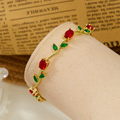 Tulip Flower Bracelet for Women – Copper & Zircon
