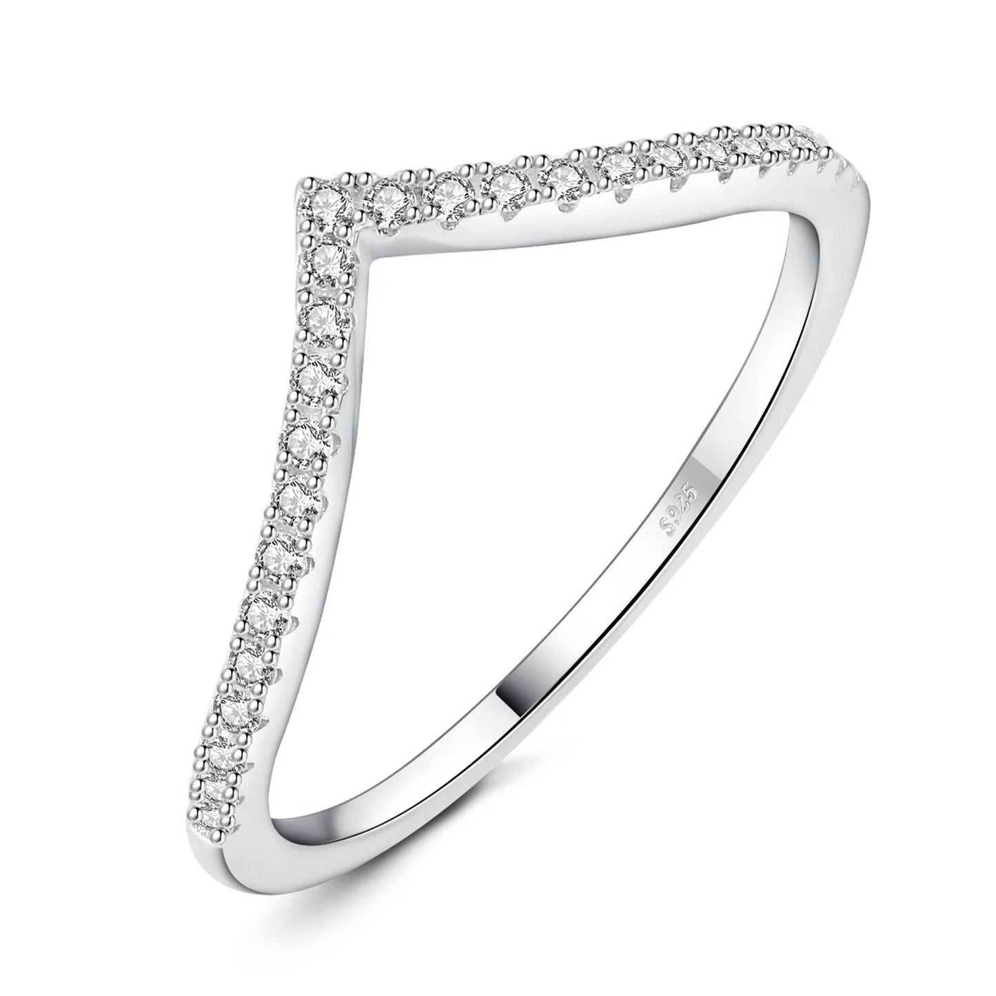 Moissanite D Color Round Cut 925 Sterling Silver V Shape Stackable Wedding Ring by edenista
