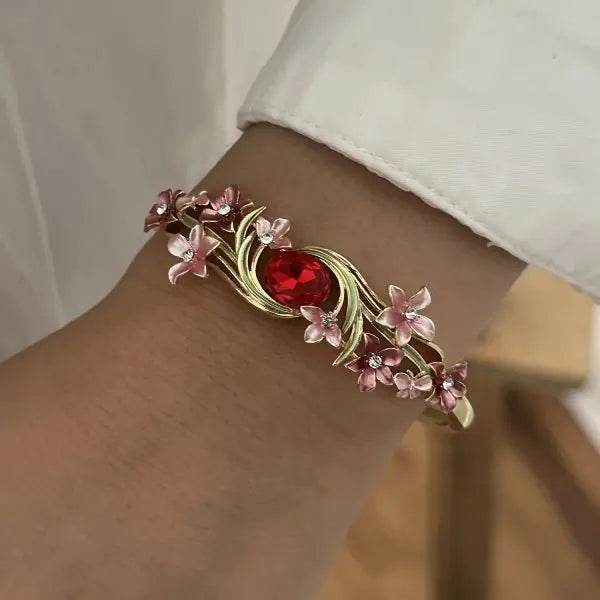 Tulip Flower Bracelet for Women – Copper & Zircon