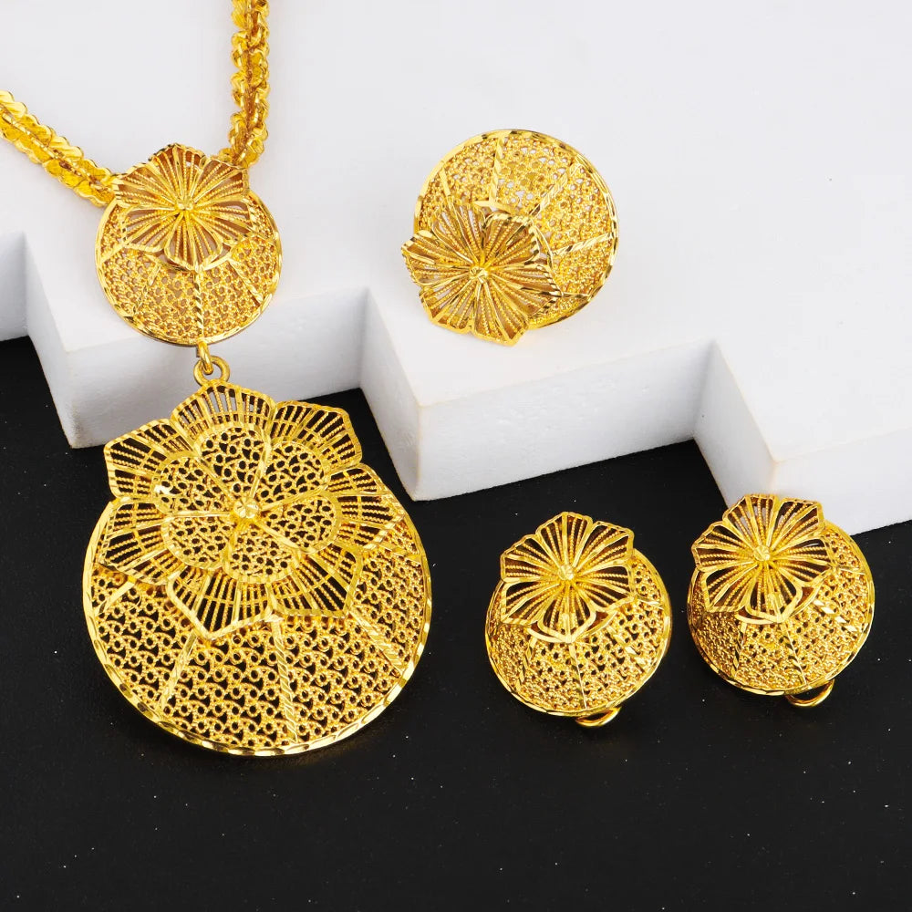 Nigerian Jewelry Set Wedding Jewelry For Women Dubai Gold Color Warped by edenista