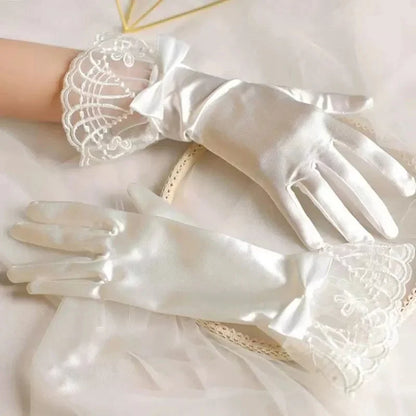 Mesh Lace Bridal Gloves Short Wrist Length