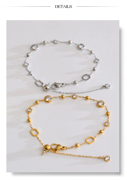 Cubic Zirconia Chain Bracelet Bangle – PVD Gold Plated