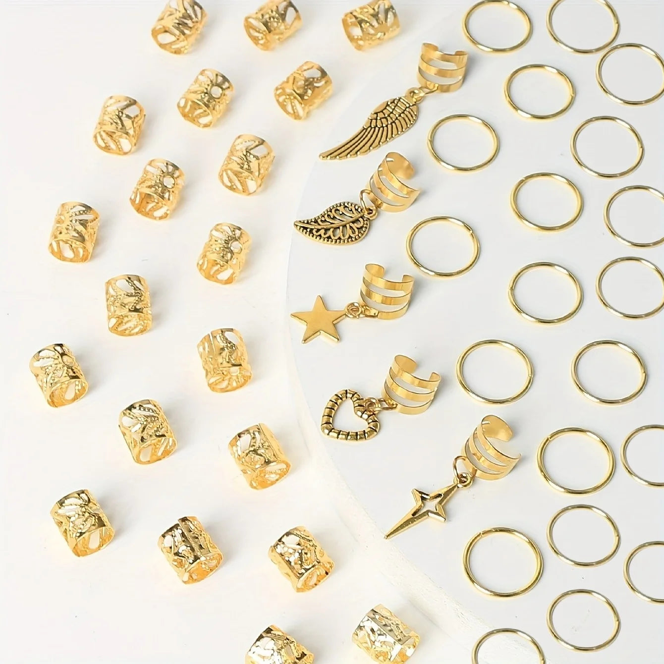 45-Piece Alloy Dreadlock Braid Hair Rings – Loc Hair Jewelry for Women & Girls