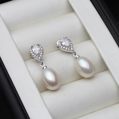 Freshwater Pearl Drop Earrings 925 Silver