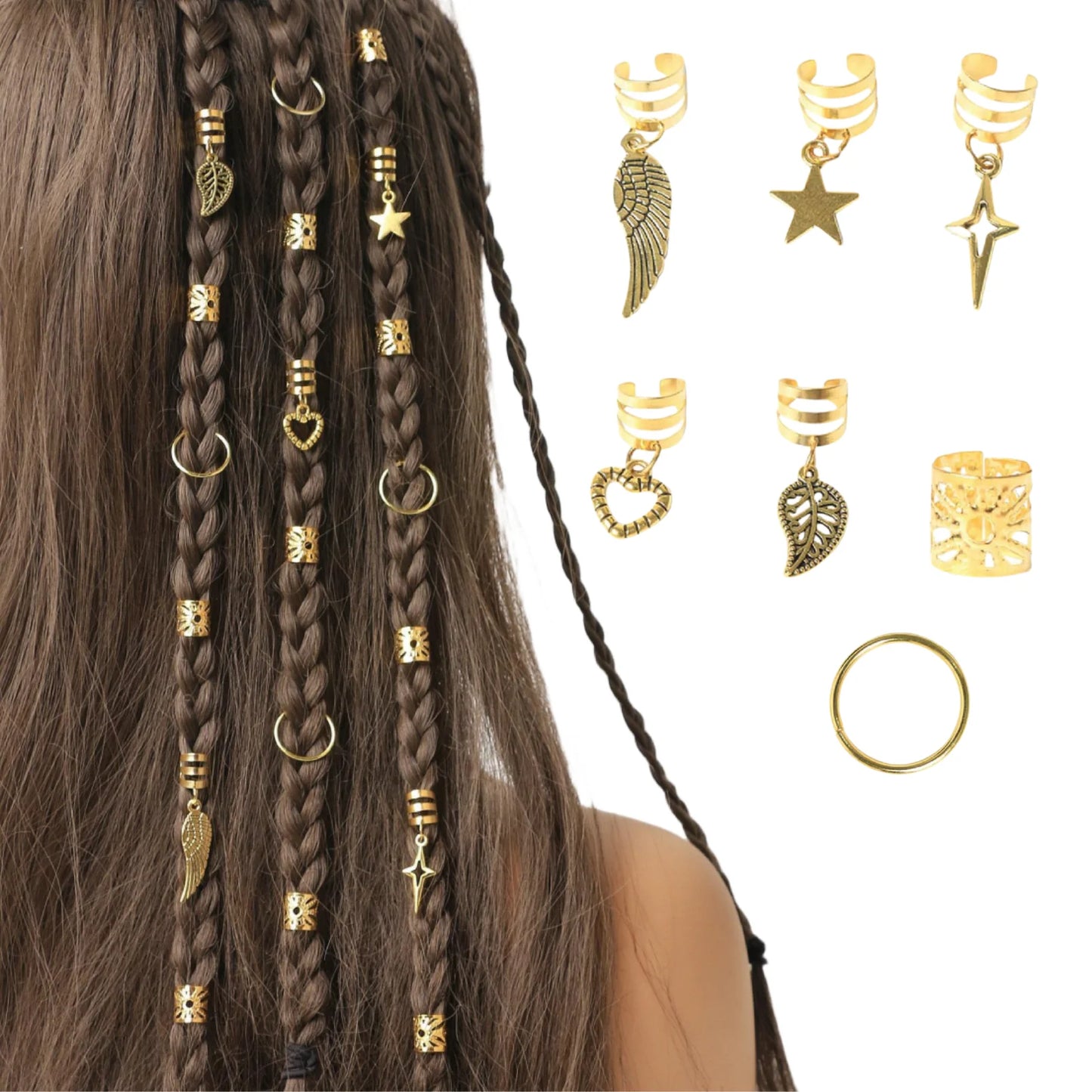 45-Piece Alloy Dreadlock Braid Hair Rings – Loc Hair Jewelry for Women & Girls
