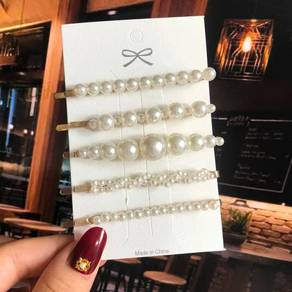 Acrylic Pearl Hair Clip Set – Geometric Hairgrip Barrettes for Women & Girls