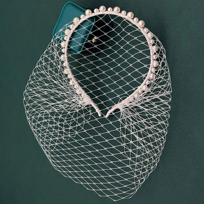 Pearl Beads Bridal Birdcage Veil