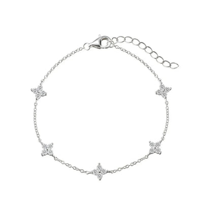 18K Gold Plated Zircon Four Leaf Collar Chain Necklace for Women