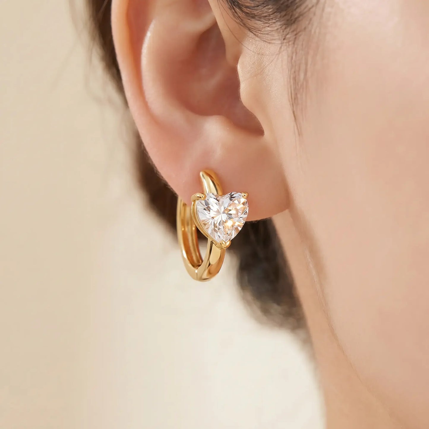 18K Gold Plated Zirconia Huggie Hoop Earrings – 12.4mm