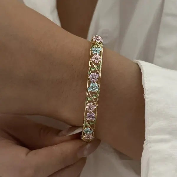 Tulip Flower Bracelet for Women – Copper & Zircon