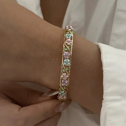 Tulip Flower Bracelet for Women – Copper & Zircon