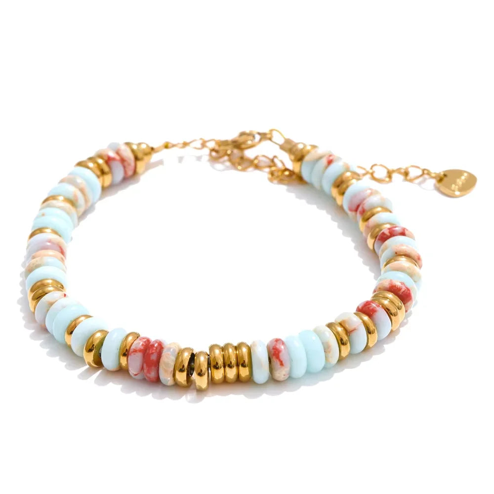 Colourful Natural Stone Beads Handmade Bracelet Bangle