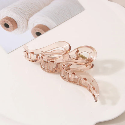Hair claw clips set, large translucent pink-beige acrylic, 3-pack