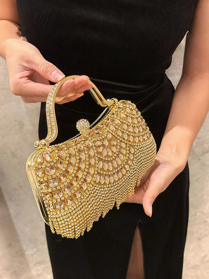 Diamond Evening Clutch Bag Edenista in gold with crystal rhinestones