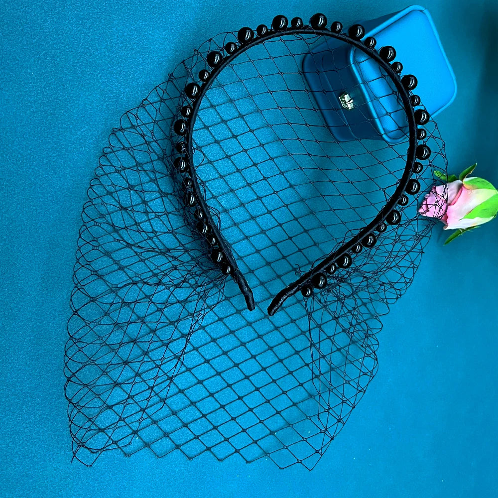 Pearl Beads Bridal Birdcage Veil