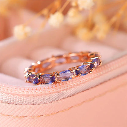 Purple Oval Zircon Engagement Ring Rose Gold