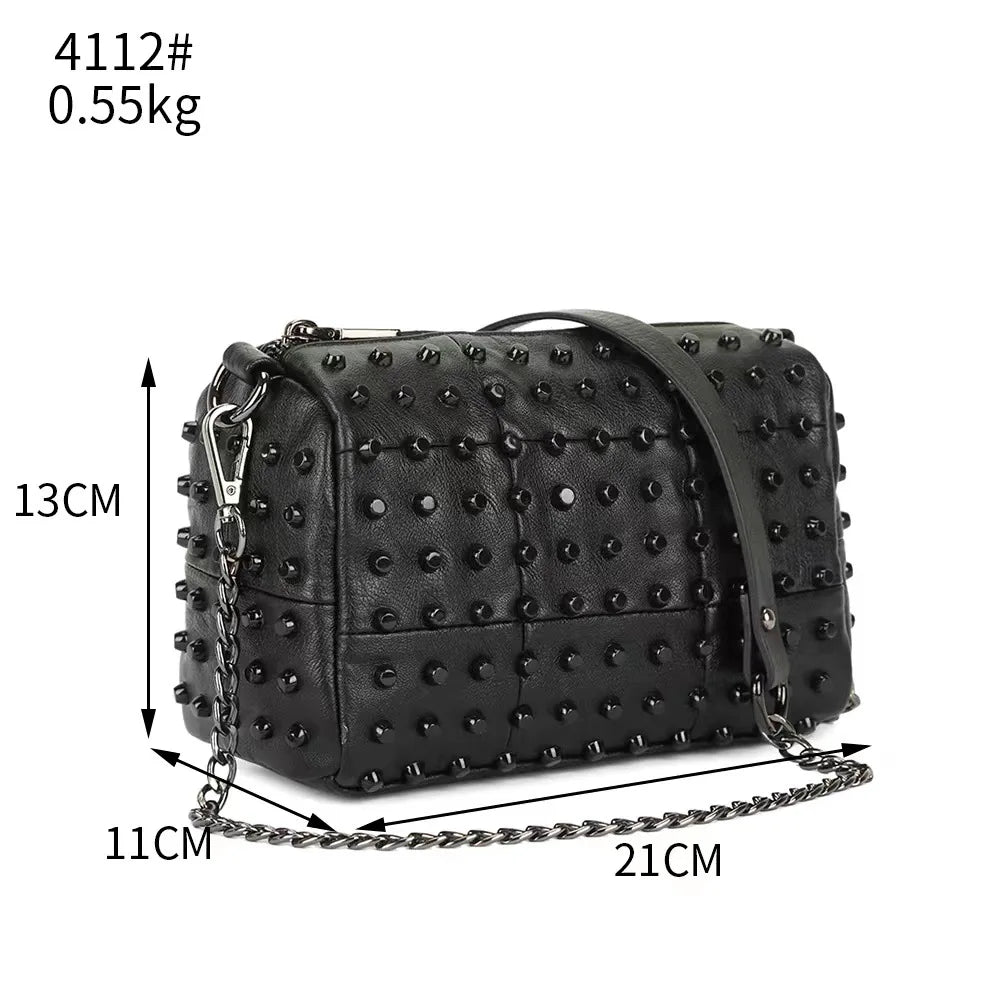 Soft PU Leather Vintage Pillow Crossbody Bag for Women – Black