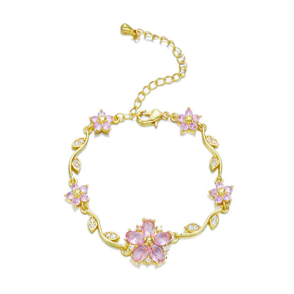 Tulip Flower Bracelet for Women – Copper & Zircon