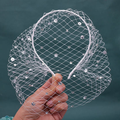 Pearl Beads Bridal Birdcage Veil