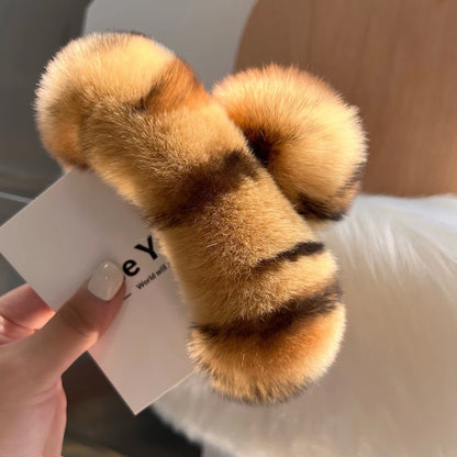 Faux Fur Plush Large Hair Claw Clip – Solid Color Barrette for Thick Hair