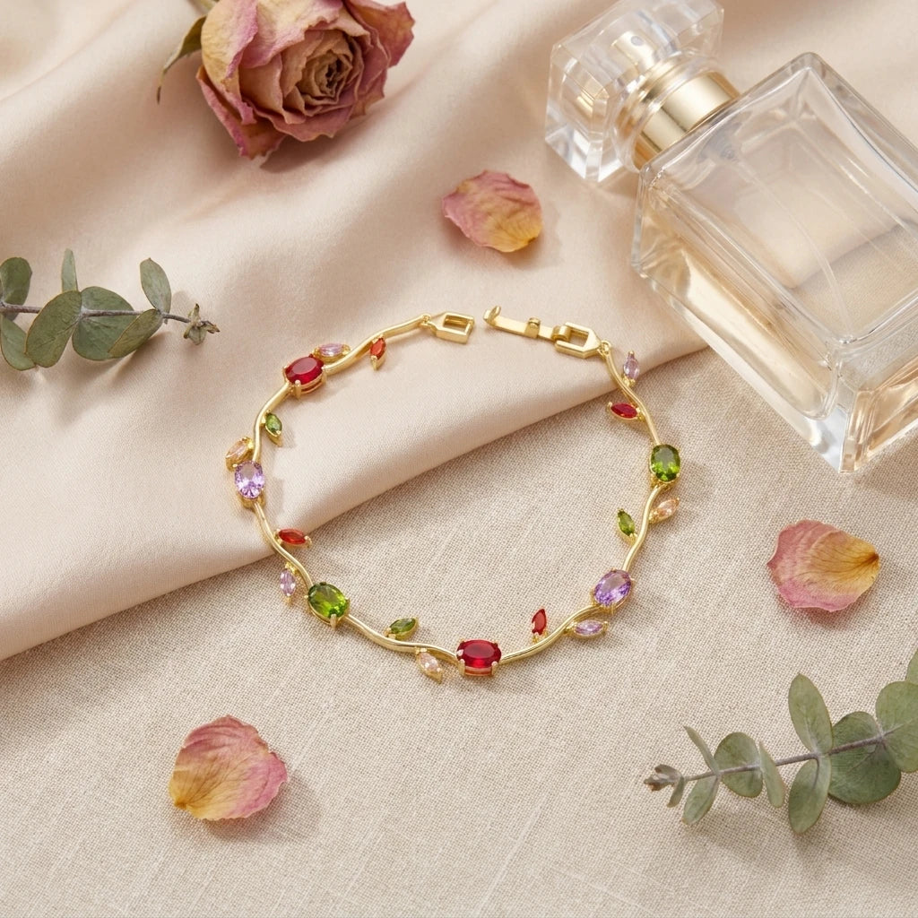 Tulip Flower Bracelet for Women – Copper & Zircon