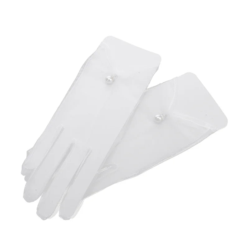 Mesh Lace Bridal Gloves Short Wrist Length