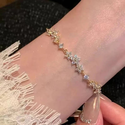 Shiny Crystal Zircon Flower Beaded Pull-Out Bracelet for Women Luxury Rhinestone by edenista