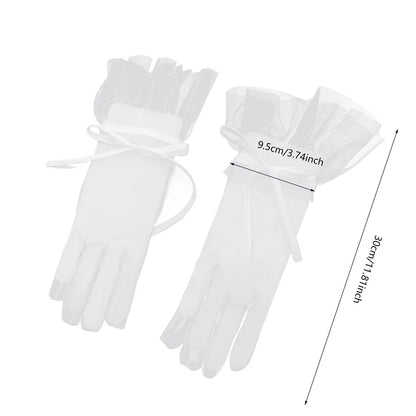 Mesh Lace Bridal Gloves Short Wrist Length