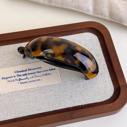 Barrette ponytail clip in tortoiseshell acetate, large curved hair accessory
