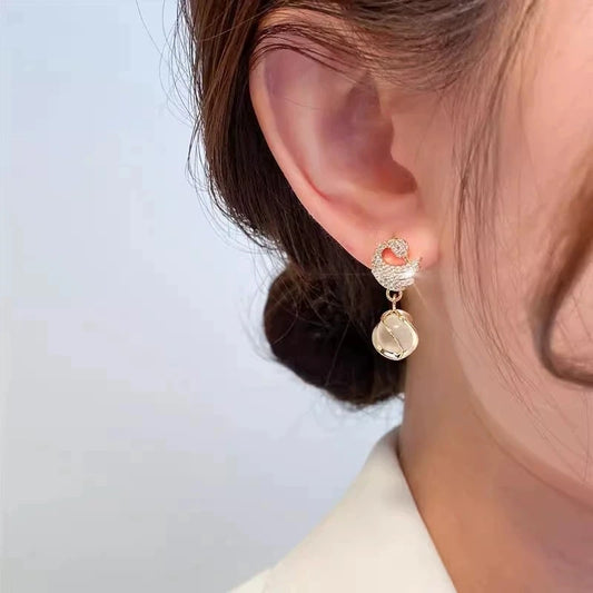 Swan Eye Stone Stud Earrings for Women – Fashion