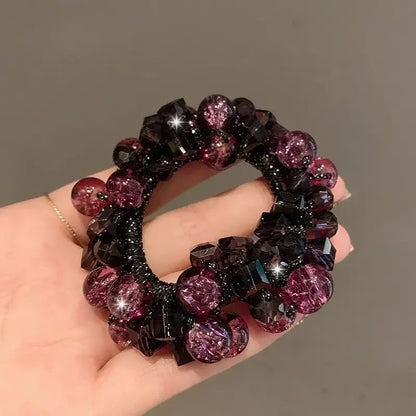 2-Piece Crystal Braided Hair Tie – High Ponytail Elastic Band for Women