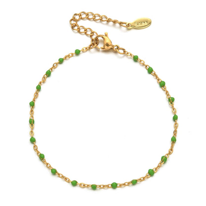 Colourful Thin Link Chain Stainless Steel Bracelet for Women
