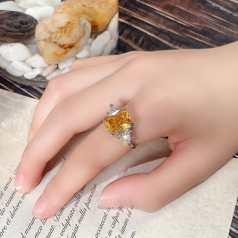 Huitan Square CZ Ring for Women