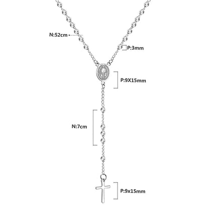 Virgin Mary Cross Pendant Stainless Steel Necklace