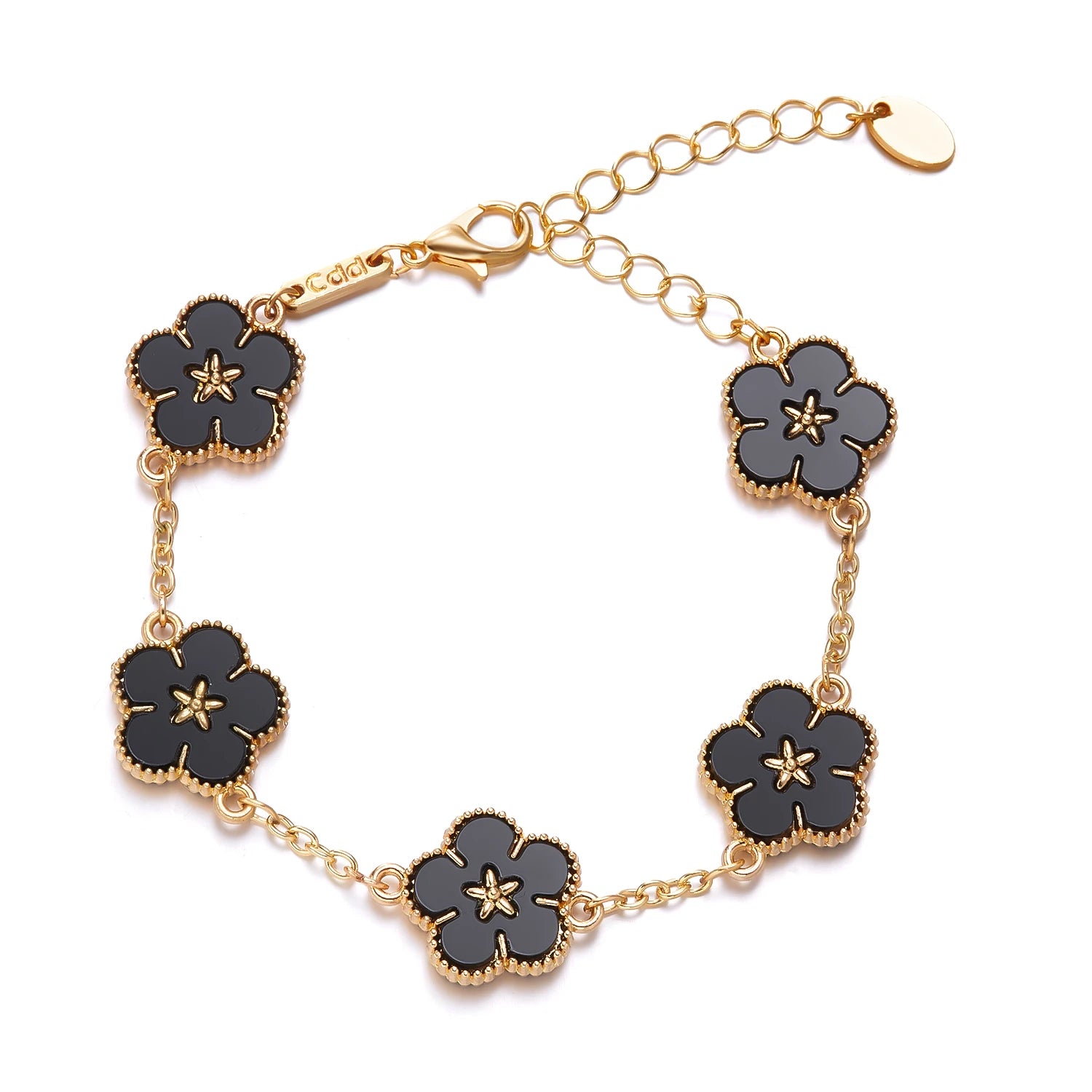 Two-Sided Plum Blossom Flower Charm Bracelet for Women – Multicolor