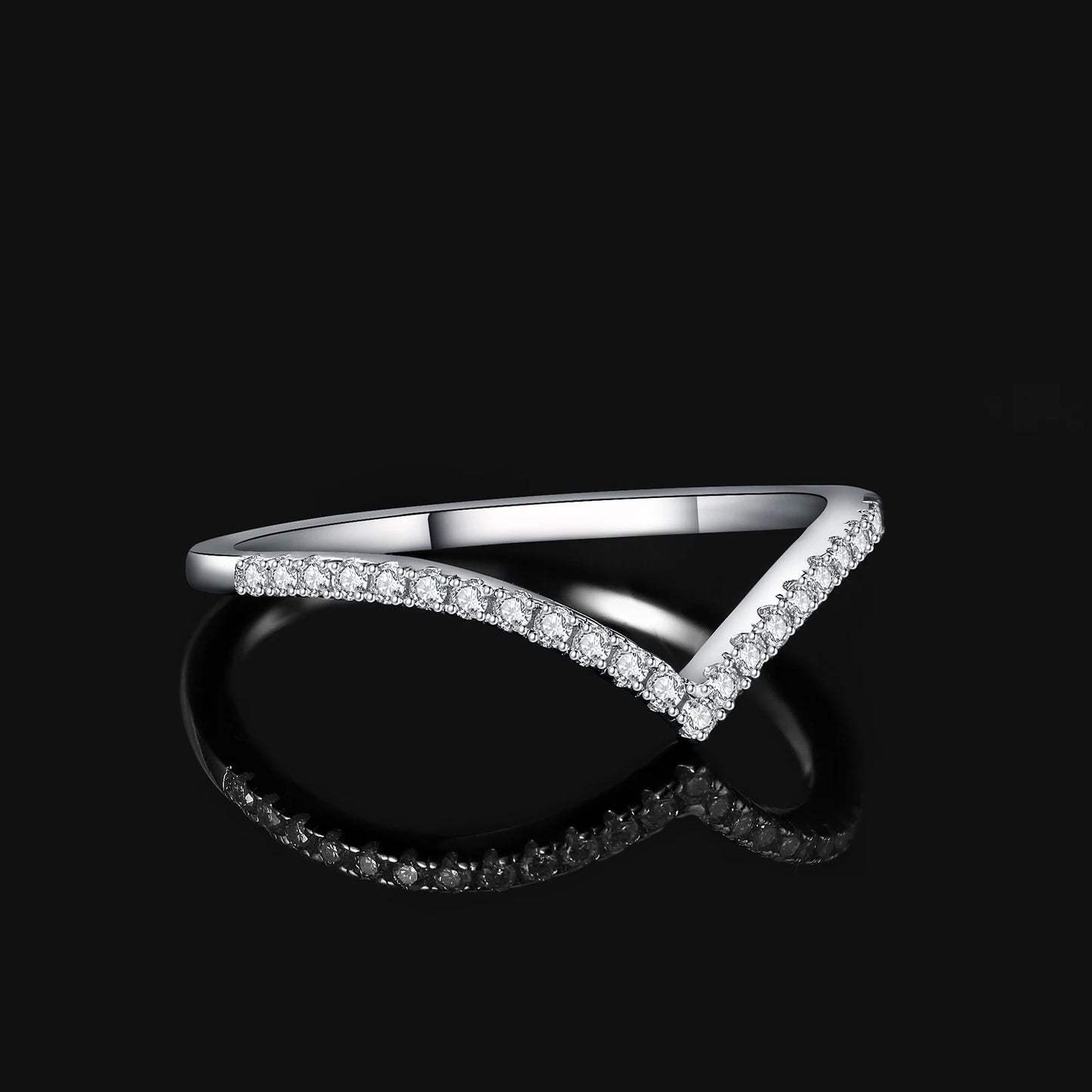 Moissanite D Color Round Cut 925 Sterling Silver V Shape Stackable Wedding Ring by edenista