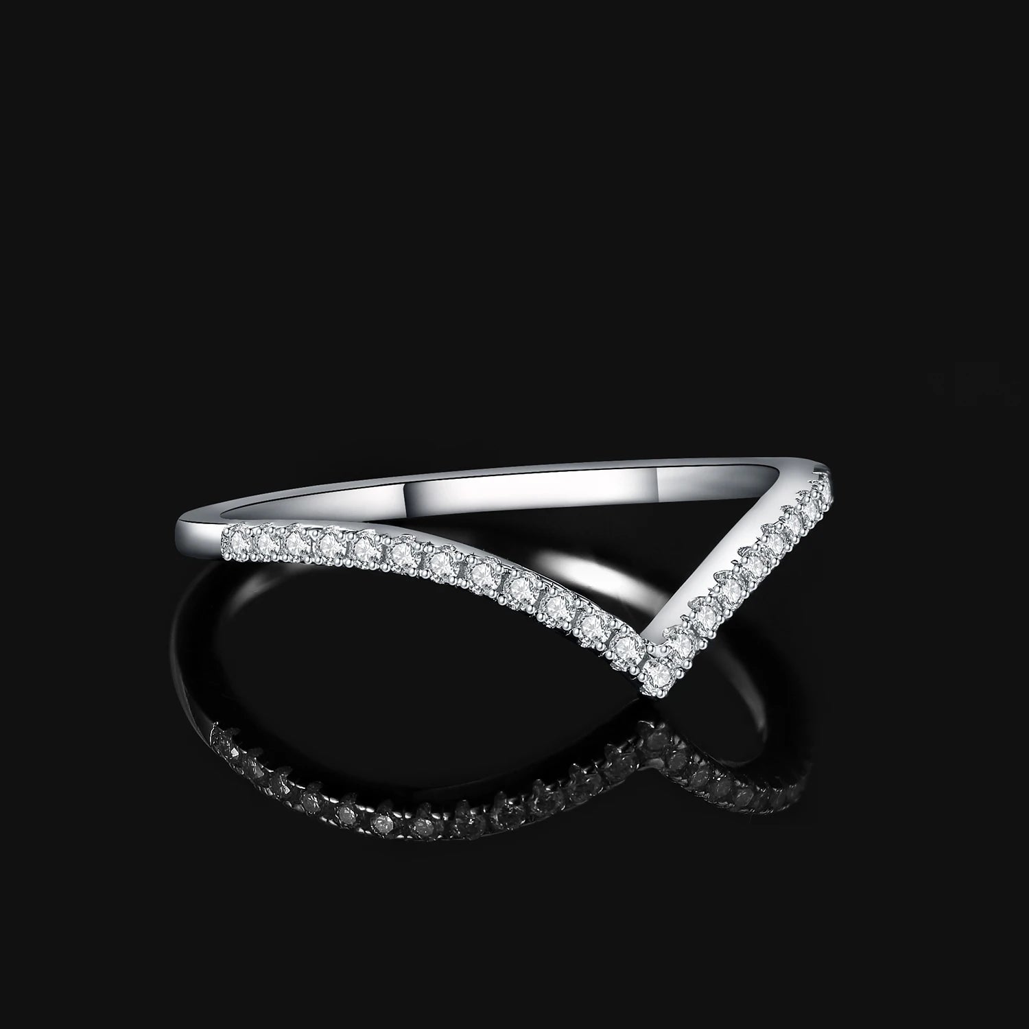 Moissanite D Color Round Cut 925 Sterling Silver V Shape Stackable Wedding Ring by edenista