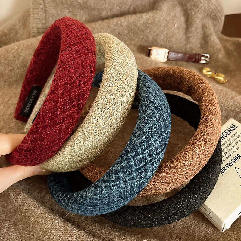 Korean Fashion Winter Hairband – Solid Scrunchie Head Hoop for Women & Girls
