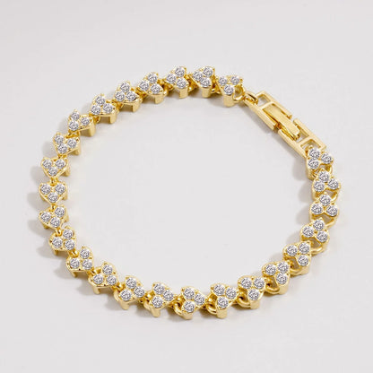 Edenista gold-tone crystal heart-link bracelet with rhinestones
