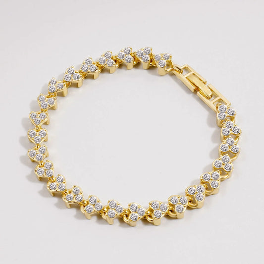 Edenista gold-tone crystal heart-link bracelet with rhinestones