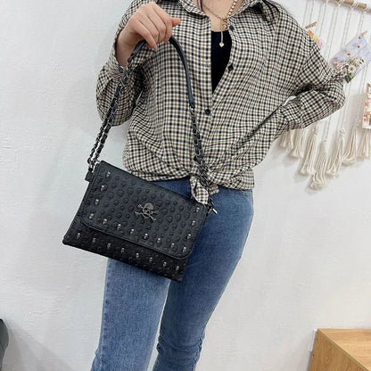 PU Leather Flap Shoulder Bag for Women – Gothic Chain