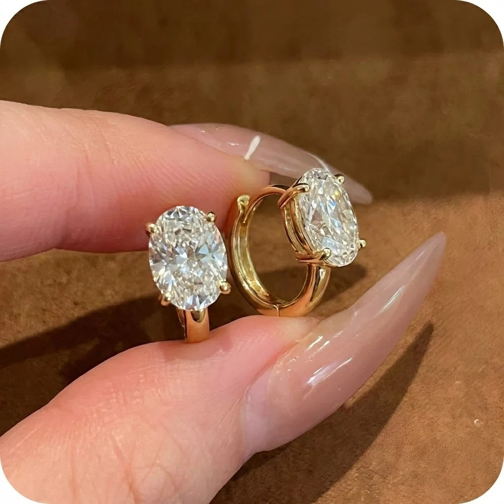 Moonmory brass marquise zirconia hoop earrings by Edenista, 18K gold plated, pair
